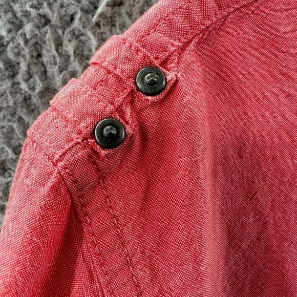 Guess Mens Shirt Extra Large Brick Red 100% Cotton Button‎ Front Long Sleeve - Picture 5 of 14